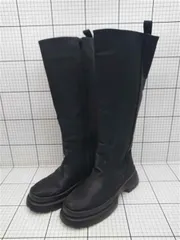 ■ ⊇ ブラック系ロングブーツ 厚底レザー レディース E  【1511110030737】