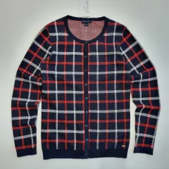 トミーヒルフィガー チェック ニット カーディガン