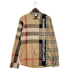 【中古品】BURBERRY バーバリー LOGO RUBBER PRINT PATCHWORK L/S SHIRT THTHAGAR129SAM ロゴ ラバー プリント パッチワーク シャツ ノバチェック 長袖 【141-251223-as-10-izu】