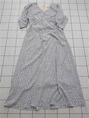 ◇ ⊂ ナチュラルクチュール 花柄 総柄 シフォン素材 五分丈 ロング ワンピース サイズF ブルー系 レディース E  【1511250005121】
