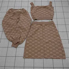 ◇ ⊂ ダーリッチ Darich DDモノグラム ニットアンサンブル3点セット ベージュ系 レディース Free E  【1512010005757】