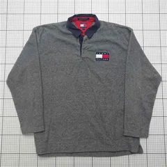 ◇ Θ トミー ヒルフィガー TOMMY HILFIGER 長袖ポロシャツ グレー系 L メンズ E  【1512020024465】