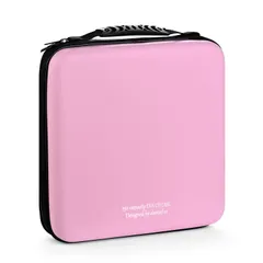 192枚収納 CDケースポータブルEVA blu-ray ディスク収納ケース 大容量 DVD/VCD 収納 (192枚 ピンク192)