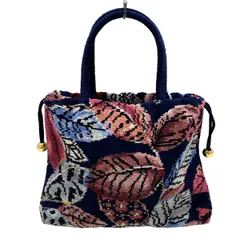 FEILER(フェイラー) トートバッグ美品  - ネイビー×ボルドー×マルチ 巾着型/ミニバッグ