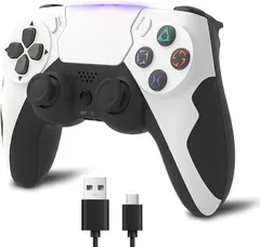 DHKING P4 コントローラー ワイヤレスコントローラー 無線 ブルートゥース接続 600mAh 遅延なし 二重振動 内蔵スピーカー SHAREボタン搭載 6軸ジャイロセンサー機能 重力感応 (ホワイト)