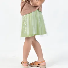 [ライトグリーン]子供服 スカッツ 女の子 キッズ  スカート インナー付き パンツ チュール ズボン 綿 コットン 130 140 150 160 evercloset ever closet エバクロ エバークローゼット