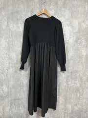 SHIPS シップス 手洗い可能 ニット×タフタコンビ ワンピース 黒 ◆■ レディース