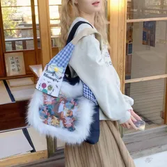 オリジナルデザインショルダーバッグ日系レトロチェック小人数キャラクター毛並みy 2 kミレニアルギャルバッグ黒さくらちゃん