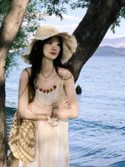 馨少女日韓風ぶつかり色トートバッグフレンチレトロ編みショルダーバッグ通勤百合中号バケットバッグカーキ