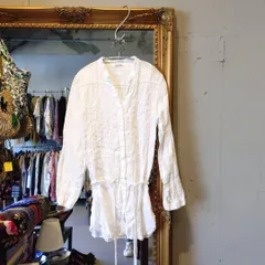 @ 100%lino LINEN　リネン 麻 ブラウス シャツ トップス チュニック ホワイト オフホワイト アイボリー 白 シロ　ピンタック　お呼ばれ　デート　オフィスカジュアル　食事会のサムネイル