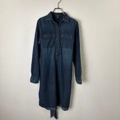 R00548｜ラルフローレン｜RalphLauren｜インディゴ｜デニム｜ベルテッドワンピース｜Y2K｜90S｜古着｜ヴィンテージ｜一点物｜大人気｜フォロー割あり｜レディース｜長袖