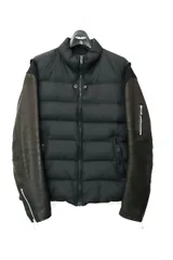 アンダーカバー UNDERCOVER 14AW ホースハイド 馬革 袖レザー 切替 ダウン ジャケット ブルゾン N9202 1 黒 ブラック ブランド古着ベクトル 中古☆AA★■250324