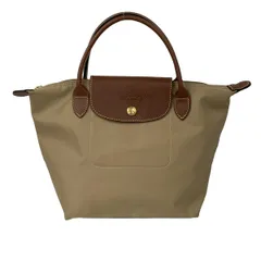 LONGCHAMP(ロンシャン) ハンドバッグ ル・プリアージュオリジナル ベージュ×ブラウン 折りたたみ レザー