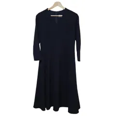 Leilian(レリアン) ワンピース サイズ11 M レディース美品  - ネイビー Vネック/長袖/ロング