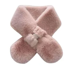 [ソユル] エコ フェイク ファー ティペット マフラー 襟巻き ふわふわ 暖か ビジュー エレガント 上品 フェミニン もこもこ 通勤 通学 レディース (ピンク) [ピンク]