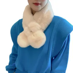 [ソユル] エコ フェイク ファー ティペット マフラー 襟巻き ふわふわ 暖か ビジュー エレガント 上品 フェミニン もこもこ 通勤 通学 レディース (ホワイト) [ホワイト]