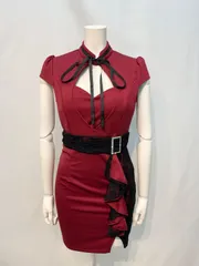 1988 DAZZY デイジー キャバクラ ドレス フリル レース リボン タイト ミニ 伸縮性 キャバドレス S