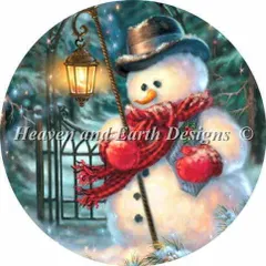 Dona Gelsinger クロスステッチ 図案 刺しゅう チャート 【 Ornament The Enchanted Christmas Snowman 】 Heaven And Earth Designs 上級者 全面刺し HAED クリスマス 雪だるま