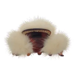 acca アッカ ミンクファーヘアクリップ  ブラウン