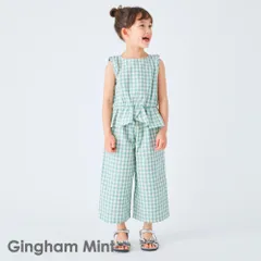 [ギンガムミント]子供服 セットアップ ベビー キッズ マタニティ ノースリーブ 袖なし フリル 女の子 90 100 110 120 130 140 150 evercloset ever closet エバクロ エバークローゼット