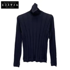 BRUNELLO CUCINELLI ブルネロクチネリ ﾈｲﾋﾞｰ ｶｼﾐﾔ×ｼﾙｸ ﾀｰﾄﾙﾈｯｸ ﾛﾝｸﾞｽﾘｰﾌﾞﾆｯﾄｿｰ 44