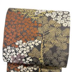 袋帯 いろ松重ね紋 松文様 金糸 黒地 着物 051b p - メルカリ