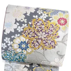 袋帯　振袖帯　唐織　桜花模様　花模様　鹿の子　金糸　着物　124b p ms