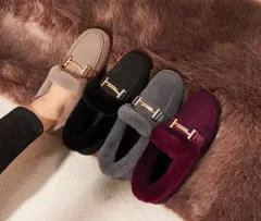 (新品) 冬ファー裏地ローファー シューズ