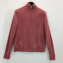 ポロラルフローレン ピンク ニットジップアップ L ブルーポニー