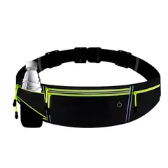 ドナリー ランニングポーチ 防水 軽量 揺れない スマホ収納 ペットボトルホルダー付き ウエストポーチ 夜間反射 ジョギング ウォーキング用 (グレー) [グレー]