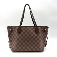 LOUIS VUITTON ネヴァーフルPM ダミエエベヌ ダミエエベヌ レザー×PVC ブラウン トートバッグ ゴールド N51109