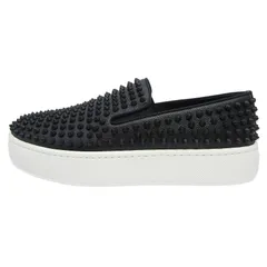 未使用 christian Louboutin クリスチャンルブタン 42 SPIKEBOAT FLAT 3240706B026 スパイクボート フラットスニーカー BLACK  18001480