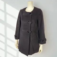 スナイデル Snidel　アンゴラウール ノーカラーピーコート　ネイビー　レディース