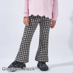 [ギンガムブラック]子供服 裏起毛 パンツ ベビー キッズ マタニティ ズボン フレア ブーツカット 冬 90 100 110 120 130 140 150 evercloset ever closet エバクロ エバークローゼット