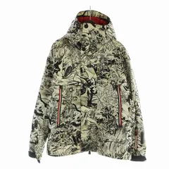 モンクレール MONCLER 18AW BARCIS グルノーブル ダウンジャケット フード スキー 長袖 ジップアップ ロゴ 和柄 総柄 2 S 白 ホワイト 黒 ブラック ■GY18 /MQ