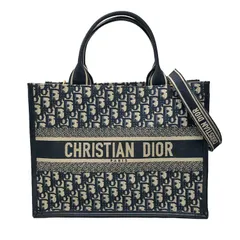Christian Dior ディオール ブックトート MEDIUM M1324CZBB_M928 トートバッグ オブリーク エンブロイダリー カーフスキン ネイビー キャンバス レディース