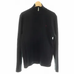 バーバリーブラックレーベル BURBERRY BLACK LABEL ドライバーズニット セーター ジップアップカーディガン 長袖 アウター インナー チェック柄 ウール ロゴ刺繍 3 L 黒 ブラック 赤 レッド BMT18-517-09 /MP ■GY18