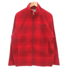 ニューバランス NEW BALANCE フリースジャケット ジップアップ ロゴ L 赤 レッド チェック /GV