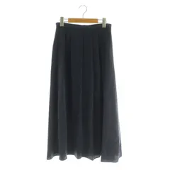 インディヴィ INDIVI スエード調サテンスカート ロング フレア 40 ネイビー /MY ■OS