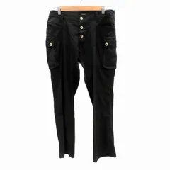 バーバリーブラックレーベル BURBERRY BLACK LABEL カーゴパンツ ストレート ボタンフライ ロング丈 ウール 76 S 黒 ブラック /HO22 ■GY53