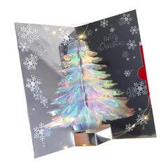 CAWKAY グリーティングカード 音楽付き 3D クリスマスツリー クリスマス 立体ポップアップカード 折りたたみ お祝い プレゼント (シルバー) [シルバー]