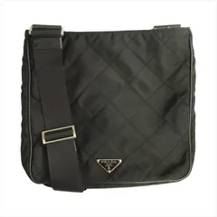プラダ PRADA トライアングルロゴ キルティング ショルダー バッグ 鞄 ナイロン レザー 三角プレート BT0424 黒 ブラック メンズ レディース★８