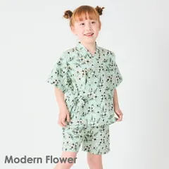 [モダンフラワー]子供服 甚平 ベビー キッズ マタニティ 着物 浴衣 半袖 半ズボン ハーフパンツ セットアップ 90 100 110 120 130 140 evercloset ever closet エバクロ エバークローゼット