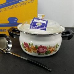 調理器具 両手鍋 象印 ホーローウェア クリアリッド FLB-20 サイズ20cm お玉つき A9137A08