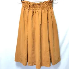 M【超美品】RETRO GIRL レトロガール Mサイズ スカート マスタード イエロー 黄色  ひざ丈 フレアスカート ウエストゴム フリル ギャザー 2212E0201