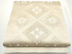 平和屋着物▽太鼓柄袋帯　スリーシーズン　春夏秋　すくい織　菱花文　金糸　正絹　逸品　CABB5789hy