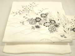 紗絽 手描き染 疋田柳と千鳥 単衣 盛夏 名古屋帯 正絹 お仕立て上り