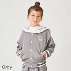 [グレー]子供服 ブルゾン キッズ ベビー 子供 キッズ服 女の子 男の子 長袖 ジャケット アウター 上着 羽織り 軽量 羽織 ポケット 前開き 防寒 セーラー evercloset ever closet エバクロ エバークローゼットのサムネイル