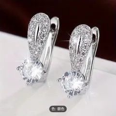t29 S925 スターリングシルバー ピアス 一粒 CZダイヤ 揺れる フープ レディース 高見え シンプル 上品 大人