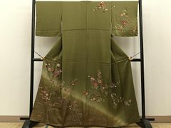 平和屋着物◎六通柄袋帯 唐織 雲取り花菱文 桐竹 銀糸 正絹 逸品